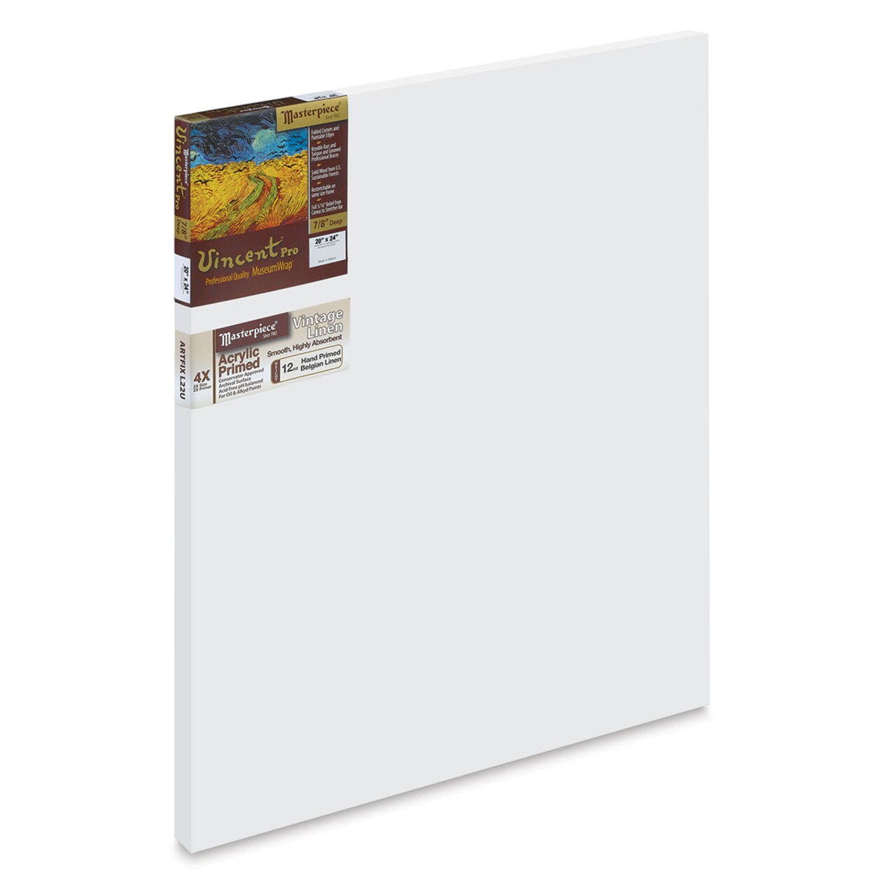 Masterpiece Vincent Pro Artfix Linen Canvas - 20" x 24", Acrylic Primed